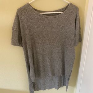Grey high front low back ribbed t